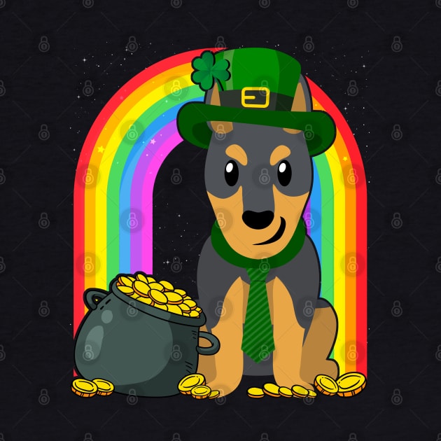 Doberman Rainbow Irish Clover St Patrick Day Dog Gift design by theodoros20